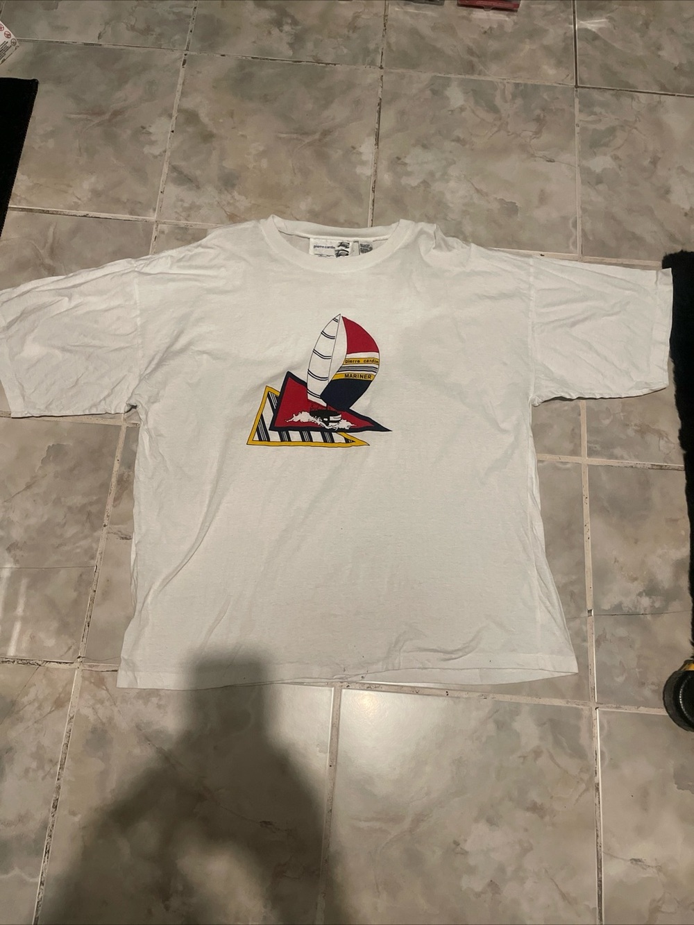 Vintage 80s 90s Pierre Cardin Men’s Sailboat Graphic T-Shirt White XL USA